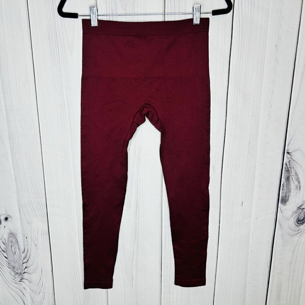 NWOT Empetua Shapewear Sz Large Burgundy Stretch Leggings Ankle Length Pull On
